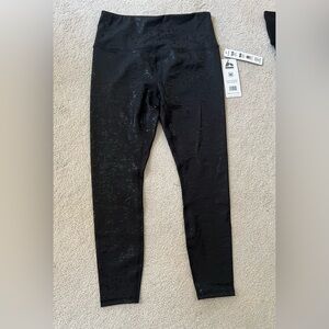 RBX Active Leggings Black Shiny Splatter Pattern